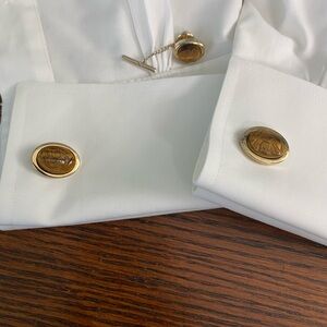 Vintage Luxury Look Cufflinks and Tie Tac Twenty Fathom Jewels 3 Pc.